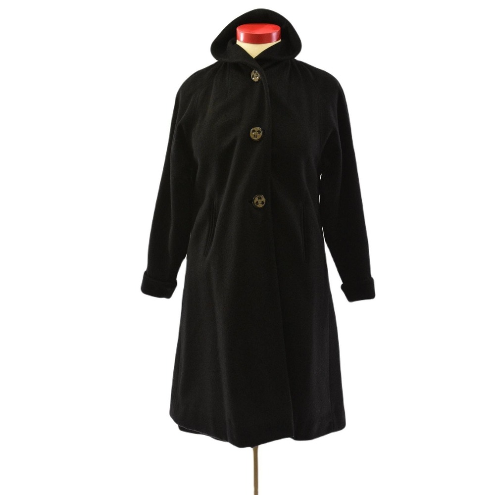 50 Vintage Gothic Coats For Women Size S Shawl Collar Jet Black Unique Wool